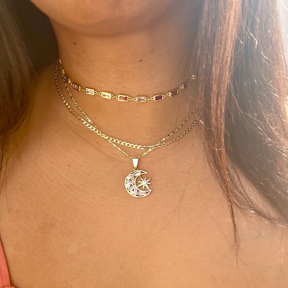 18K Gold Filled Lunar Sun Necklace - Picture 3 of 3